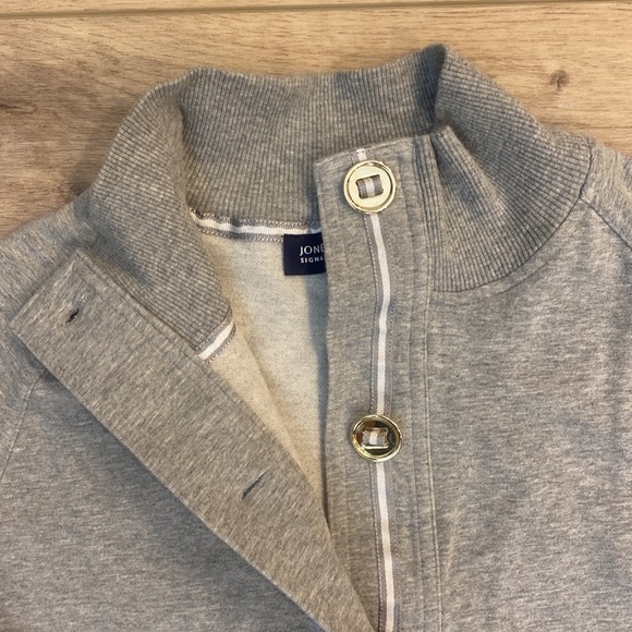 Jones NY Mock Neck Button Front Sweatshirt Jacket Casual Outerwear Lightweight - Picture 4 of 10